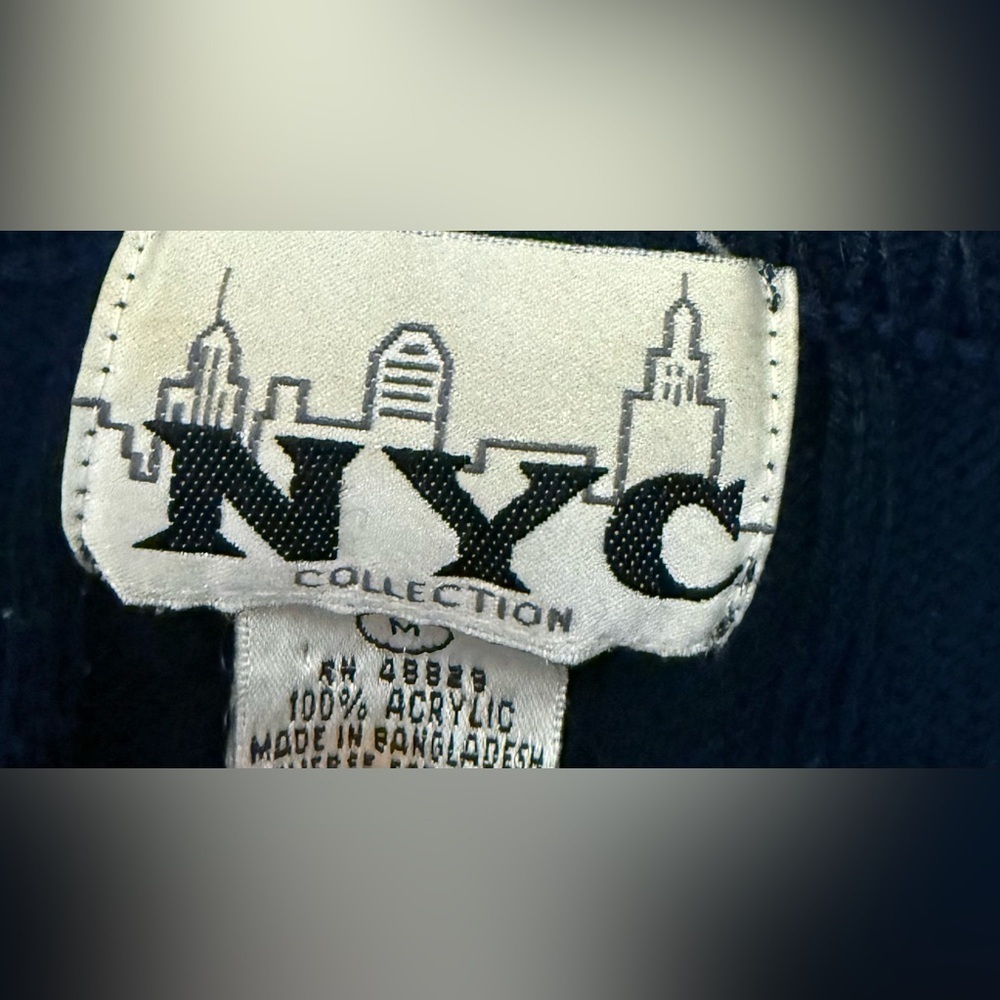 NYC Collection Navy Blue White Striped Ribbed Sweater Women’s Size M Retro Y2K - Picture 6 of 6